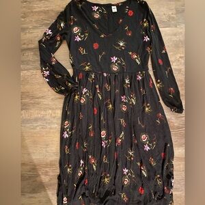 Old Navy Black Dress with Floral Embroidery